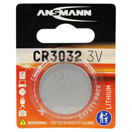 Ansmann CR3032 3V lithium battery packaging on a white background