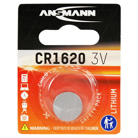 Ansmann CR1620 3V lithium battery packaging on a white background