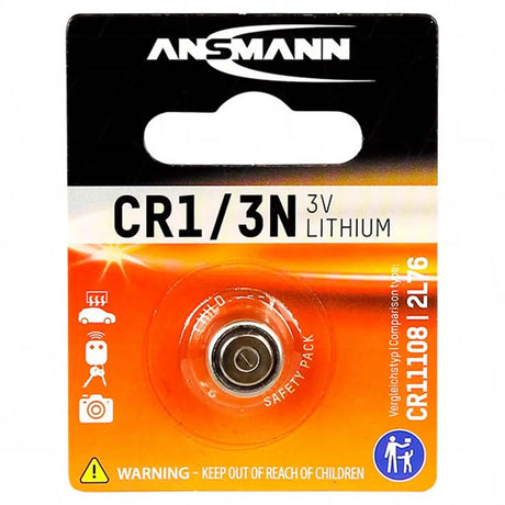 Ansmann CR1/3N 3V lithium battery packaging on a white background