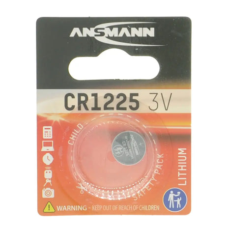 Ansmann CR1225 3V lithium battery packaging on a white background