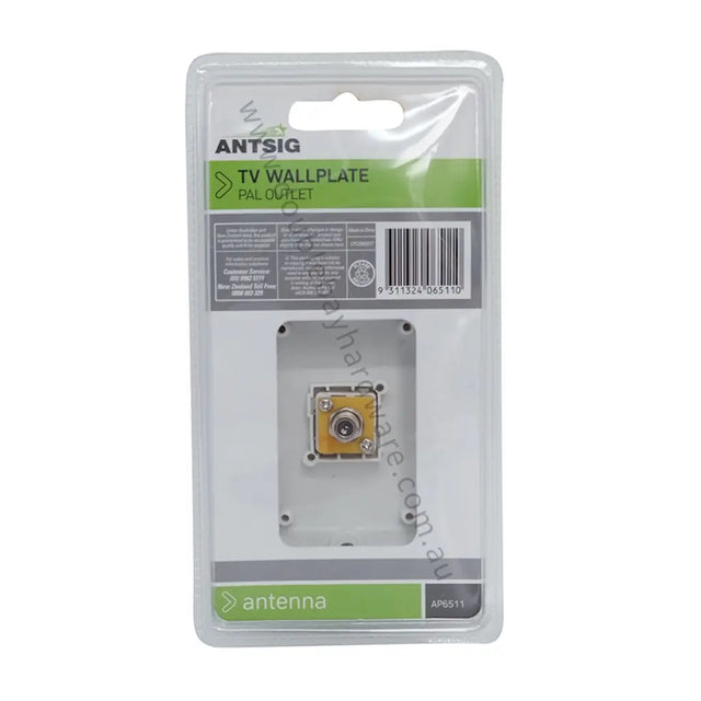 TV wallplate packaging with Antsig branding on a white background