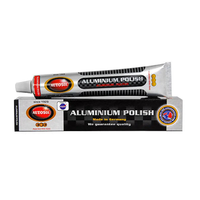 Two tubes of Aluminium Polish on a white background