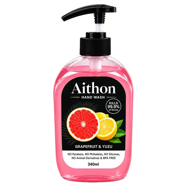 Athon hand wash bottle with grapefruit and yuzu flavor on a white background