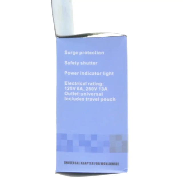 Blue packaging with text on a white background
