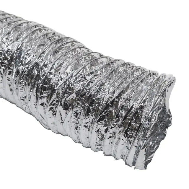 Silver flexible duct on a white background