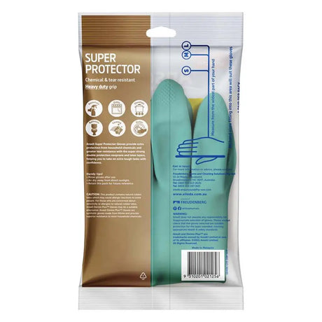 Super Protector packaging with green product and text on a white background