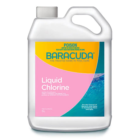 Baracuda liquid chlorine container on a white background