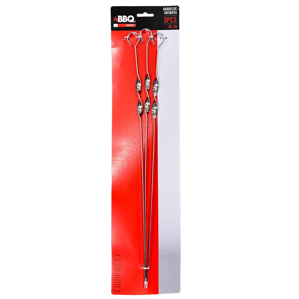 BBQ Metal Skewer Set 45cm 3Pcs