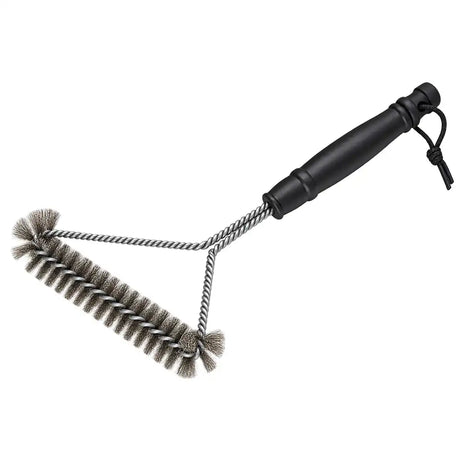 DuraChef BBQ grill brush with a wide wire-bristle head, twisted-wire frame, black handle and hanging loop