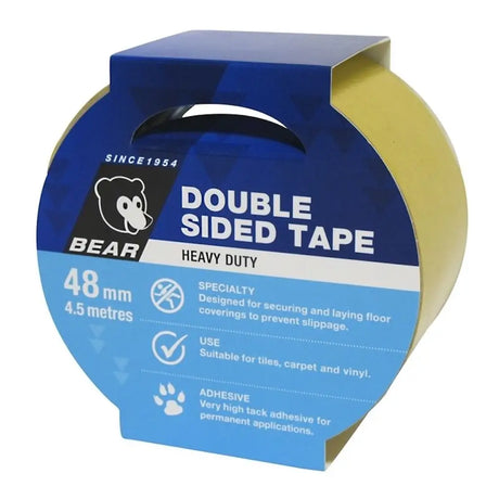 Double-sided tape with blue and yellow packaging featuring Bear brand logo.