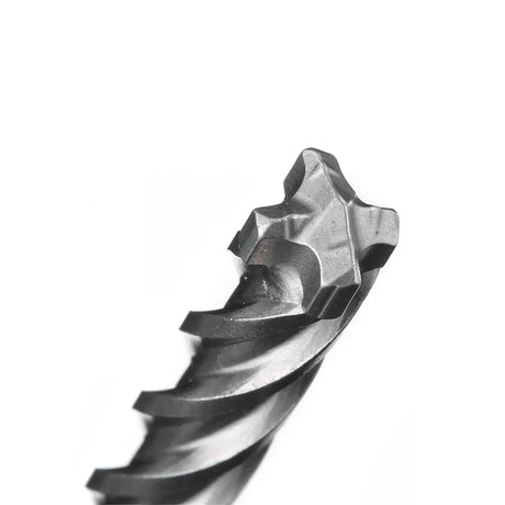 A close-up of a metallic spiral drill bit with a fluted cutting head, shown against a plain white background.