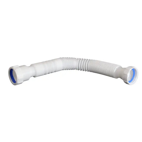 White plastic hose with blue interior on a white background