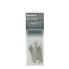 Pack of Bremick self-tapper screws with packaging on a white background