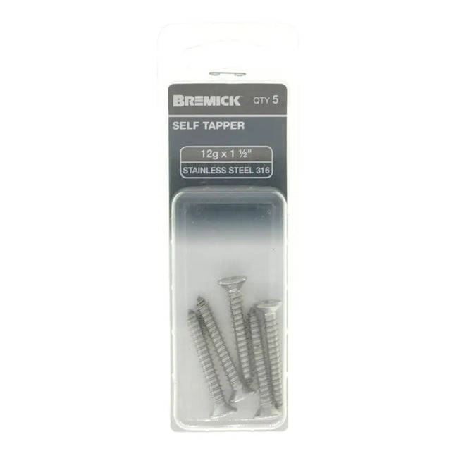 Pack of Bremick self-tapper screws with packaging on a white background