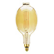 Vintage-style light bulb with a gold finish on a white background