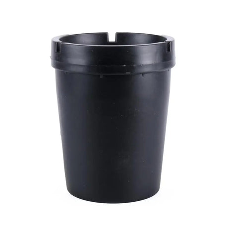 Black plastic pot on a white background