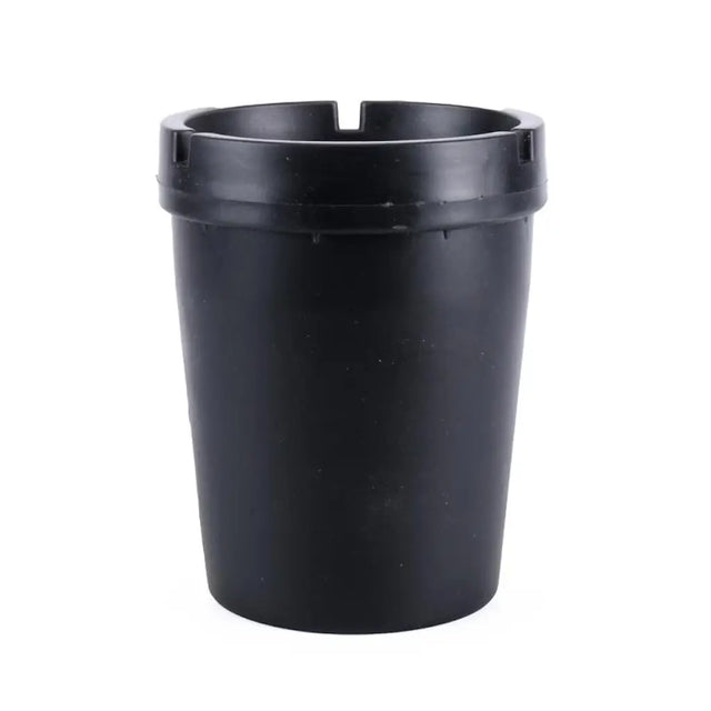 Black plastic pot on a white background