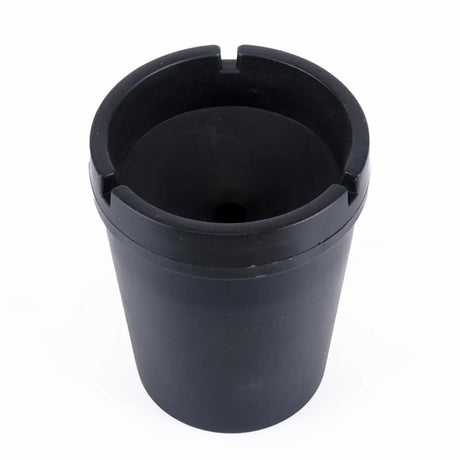 Black plastic pot on a white background
