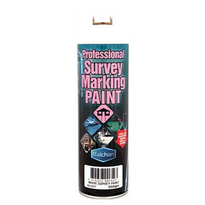 Can of Balchan professional survey marking paint on a white background
