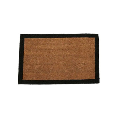 Brown doormat with black border on a white background