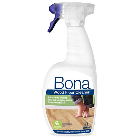 Bona wood floor cleaner spray bottle on a white background