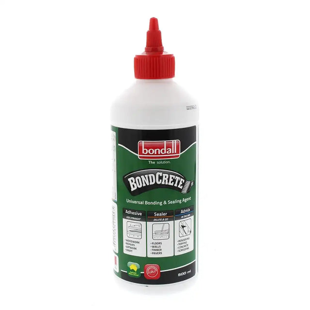 Bottle of Bondall Bondcrete universal bonding and sealing agent on a white background