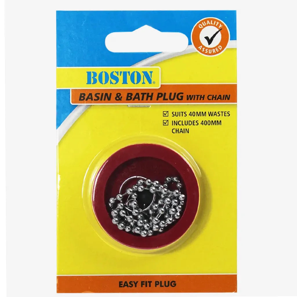 Boston Basin & Bath PVC Plug Suits 40mm Waste With 400mm Chain 436351