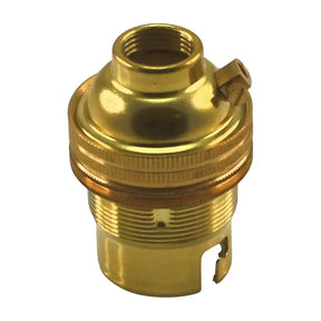 Gold-colored lamp socket on a white background
