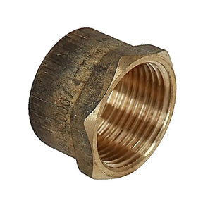 Brass pipe fitting on a white background