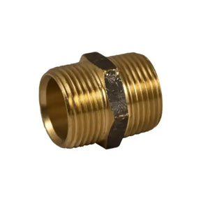 Brass male pipe fitting on a white background