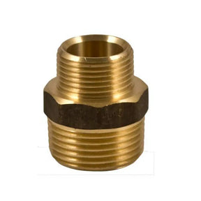 Brass male pipe thread fitting on a white background