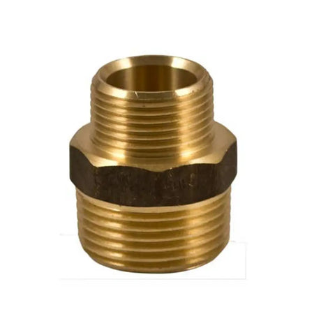 Brass male pipe thread fitting on a white background