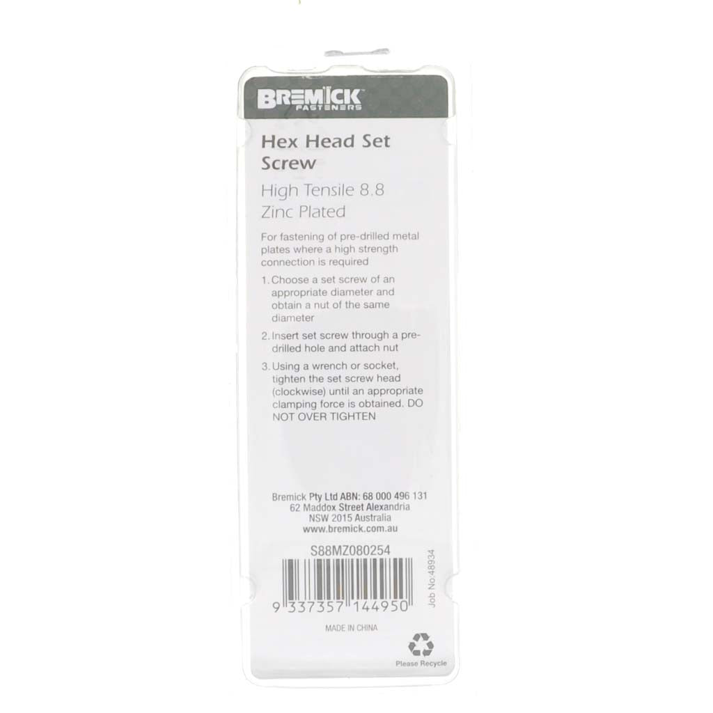 Bremick High Tensile 8.8 Hex Head Screw Zinc M8x25mm 5Pcs S88MZ080254
