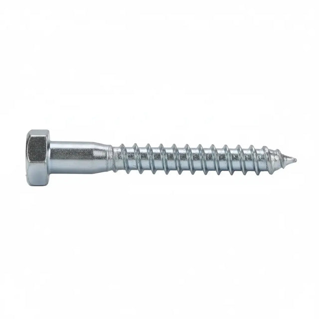 Metal screw on a white background