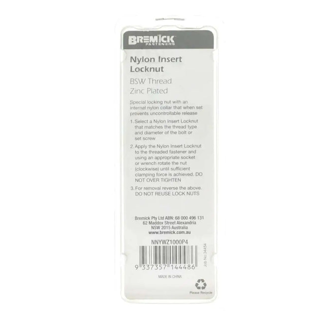 Bremick nylon insert locknut packaging on a white background