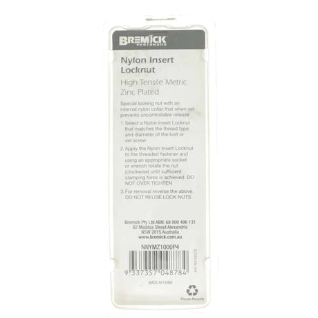 Bremick packaging for a nylon insert locknut on a white background