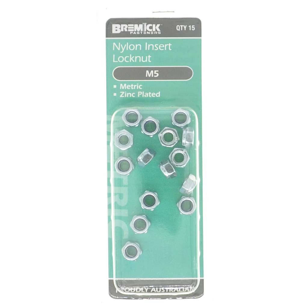 Bremick Nylon Insert Lock Nut M5 Zinc 15Pcs NNYMZ0500P4