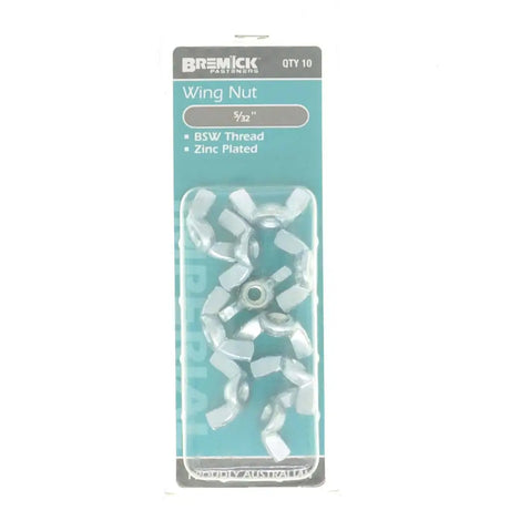 Packaging of wing nuts with Bremick branding on a white background