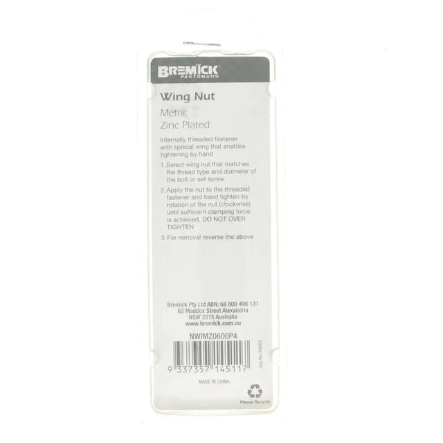Brenkitt wing nut packaging with text and barcode on a white background