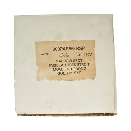Cardboard box with technical specifications on a white background