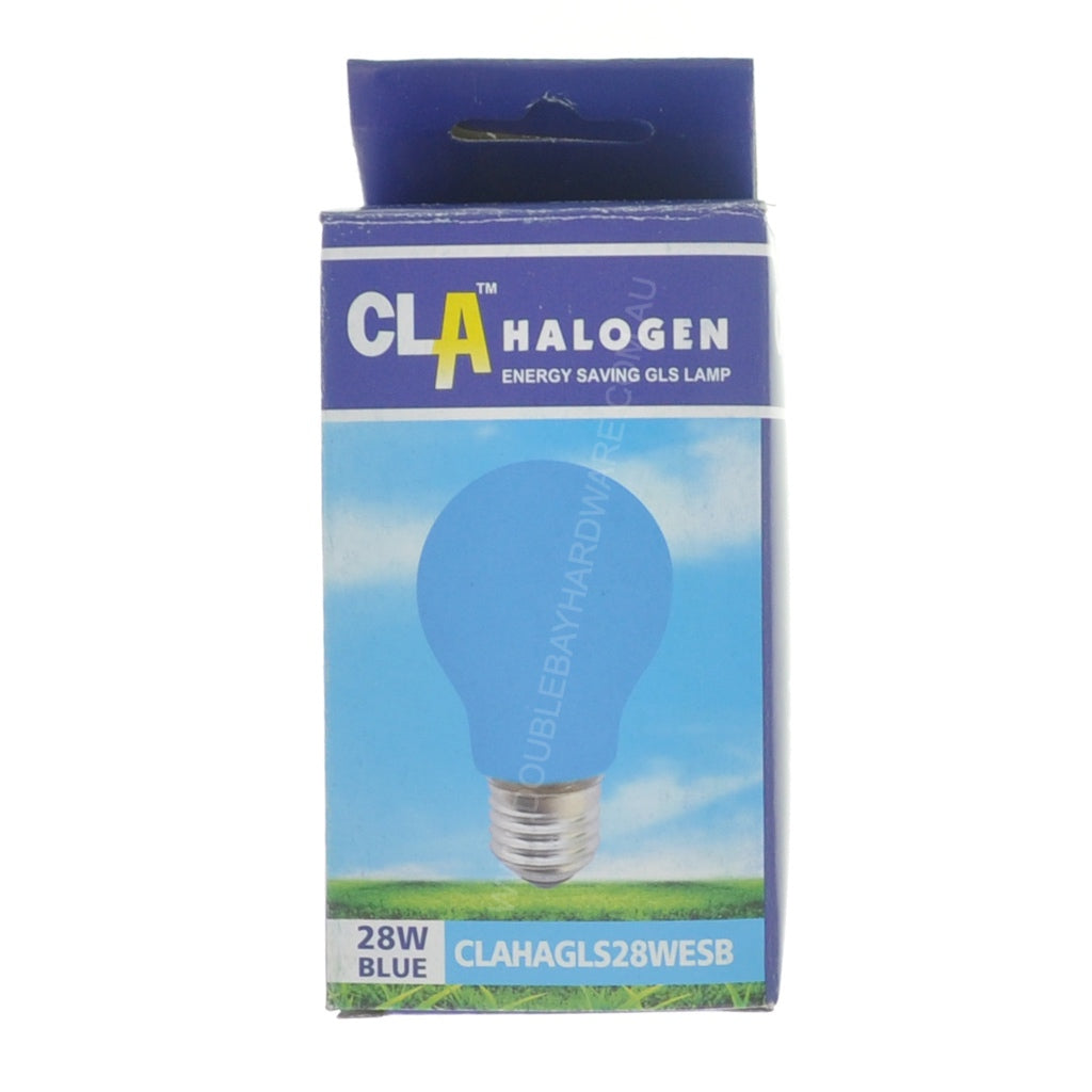 CLA GLS Coloured Halogen Light Bulb E27 240V 28W Blue CLAHAGLS28WESB