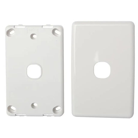 White plastic cover with cutouts on a white background
