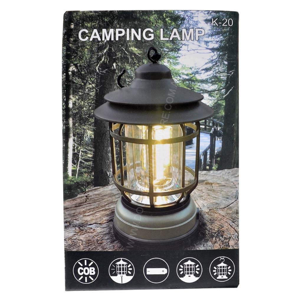 COB Camping Lamp Black 11.5x11.5x18cm K-20
