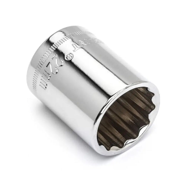 Chrome socket tool on a white background