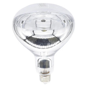 Silver reflector light bulb on a white background