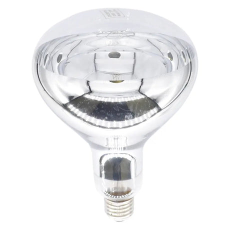 Silver reflector light bulb on a white background