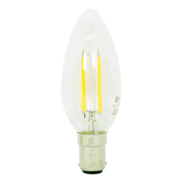 Clear 24V  LED light bulb on a white background