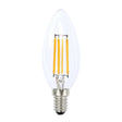 LED light bulb with clear glass cover on a white background