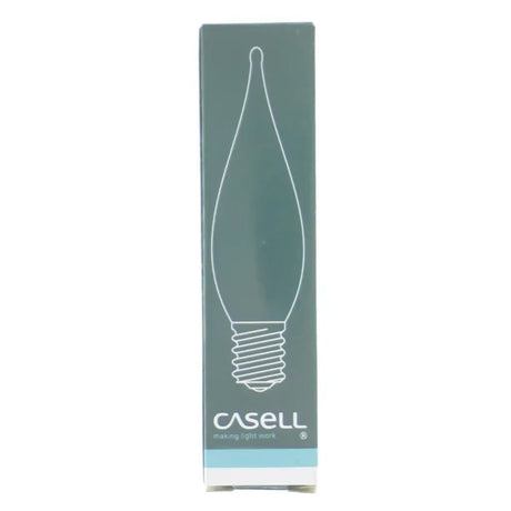 Candle-shaped light bulb packaging with 'Casell' branding on a white background