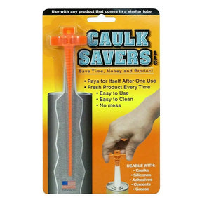 Caulk Savers product packaging with a hand using the tool on a white background